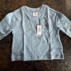Gap Blue Kids Long-Sleeve Ribbed Pocket Top